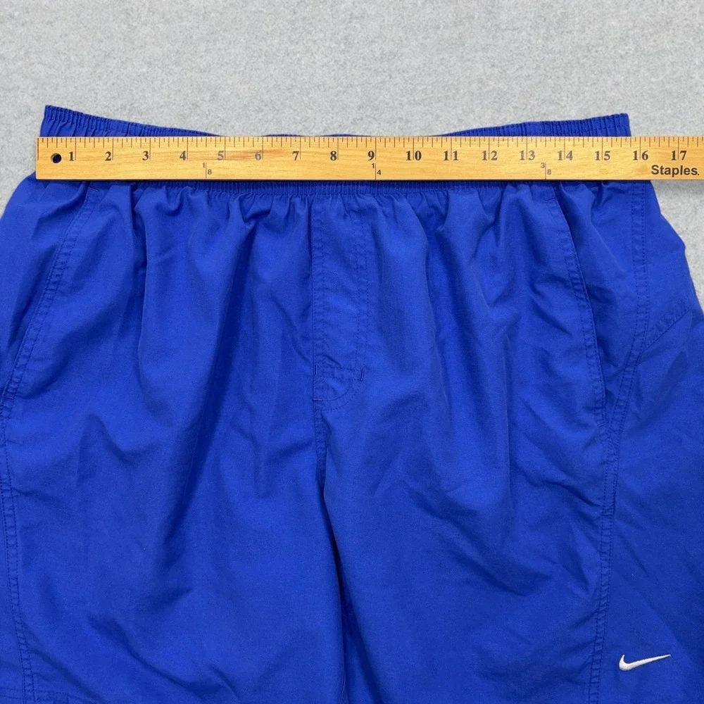 VTG‎ Nike Swim Trunks Mens XL Royal Blue Mesh Lined Embroidered Logo Pockets Y2K